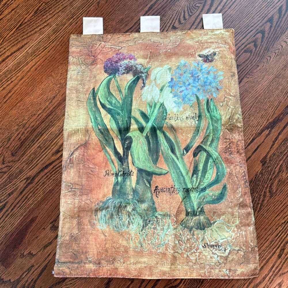 Toland Botanical Wall Hanging Floral Canvas Art Shayne Signed Garden Cottagecore